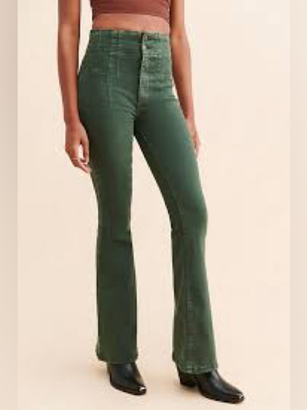 We the Free Jayde Olive Green High-Rise Flare Jeans Women’s 28